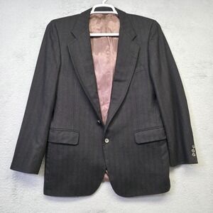 Vintage Givenchy Blazer Mens 38 Black Wool Striped‎ Preppy Suit Jacket Corporate